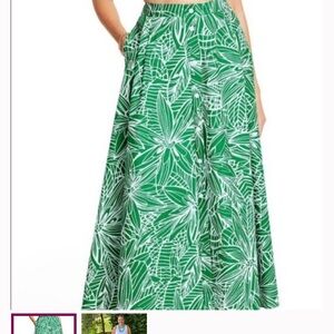 Tropical Green Leaf Maxi Skirt